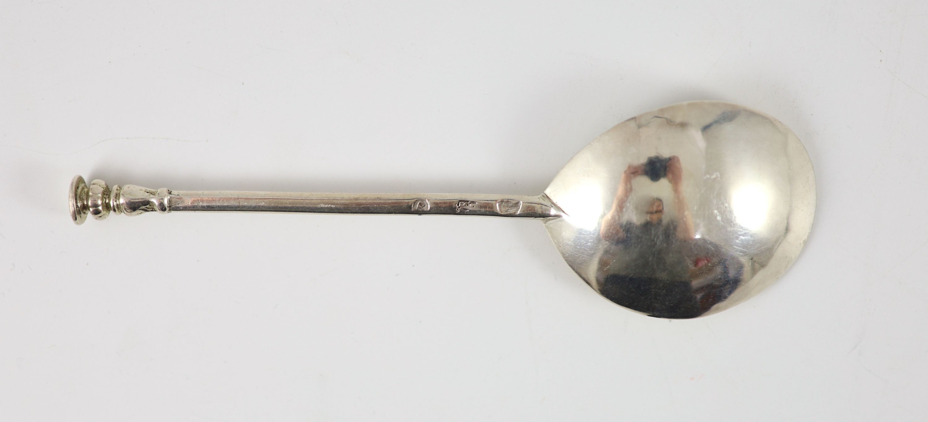 A mid 17th century silver seal top spoon